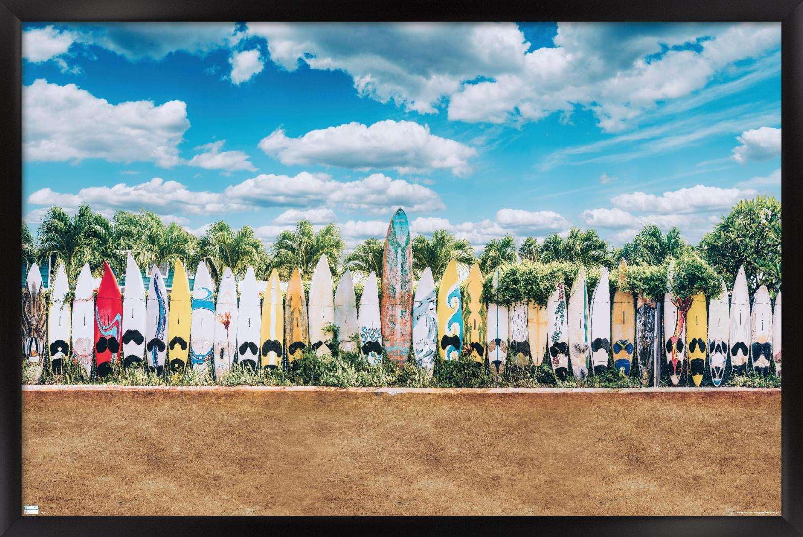 Surfboards in Maui, Hawaii Wall Poster, 14.725" x 22.375", Framed