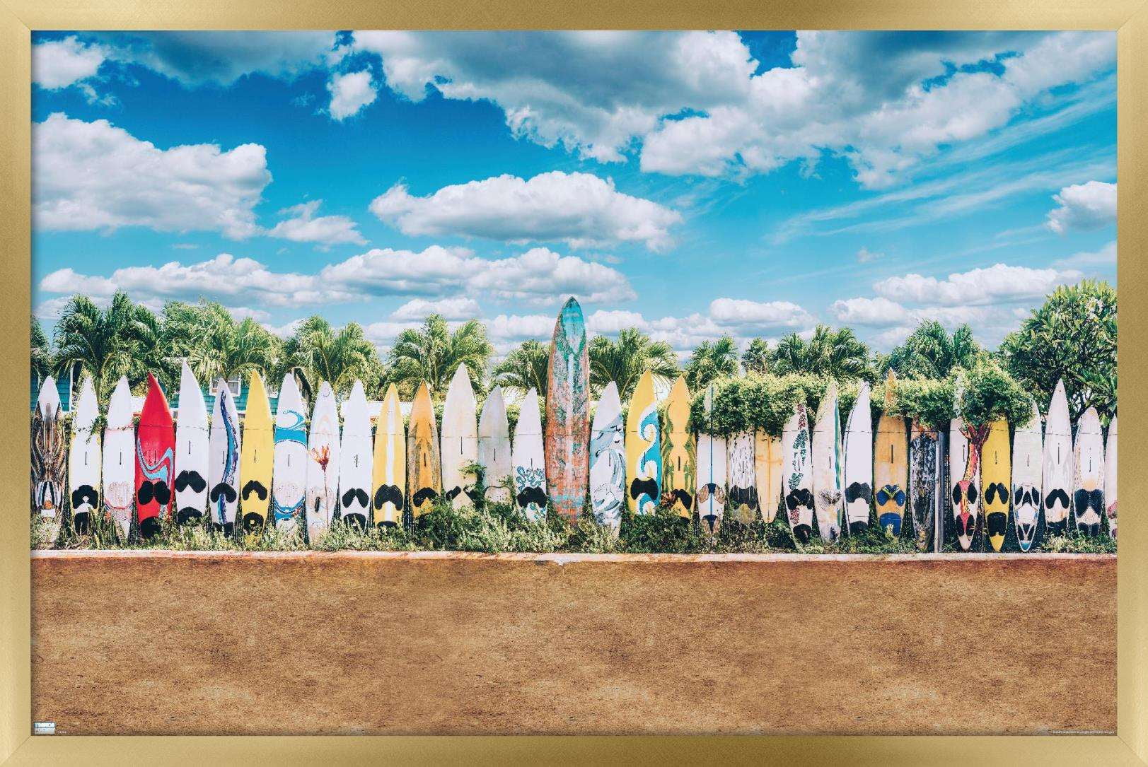 Surfboards in Maui, Hawaii Wall Poster, 22.375" x 34", Framed