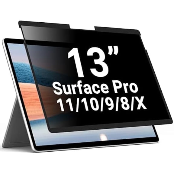 Surfcae Pro 13 inch Privacy Screen, for Microsoft Surface Pro 11/10/9/8/X, Removable Privacy Screen and Reusable Anti-Spy Anti-Glare Anti Blue Light Protector