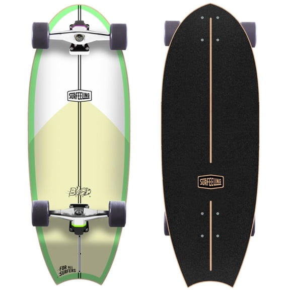 Surfeeling USA Blowfish Surf Style Carving Skateboard with 70mm Dia. Wheels - Green