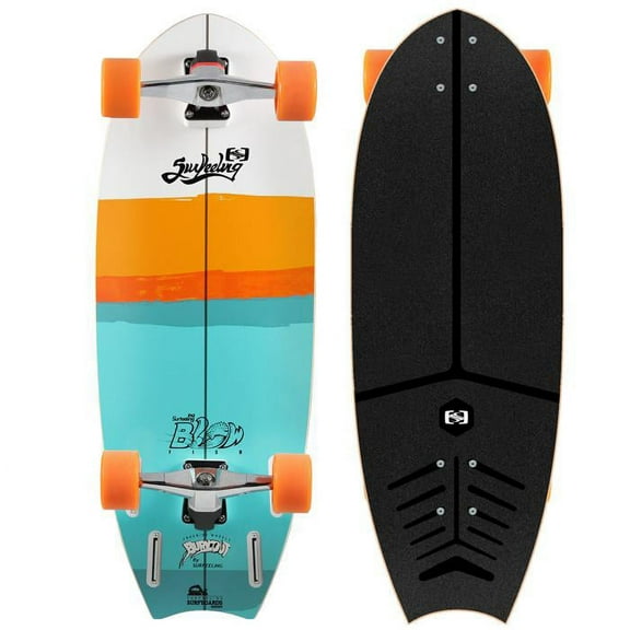 Surfeeling USA Blowfish Surf Style Carving Skateboard with 70mm Dia. Wheels - Orange