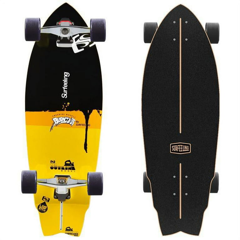 Surfeeling USA The Outline Surf Style Carving Skateboard with 70mm Dia. Wheels Yellow