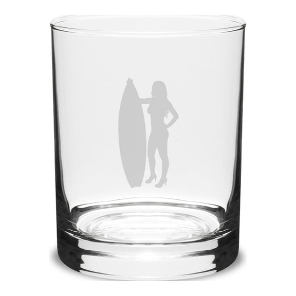 Surfer 14 oz. Deep Etched Double Old Fashion Glass