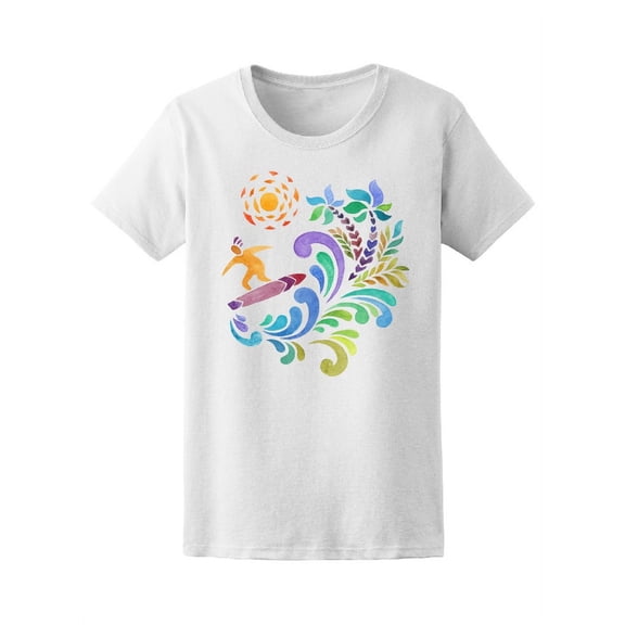 Surfer And Big Wave T-Shirt Women -Image by Shutterstock, Female Small