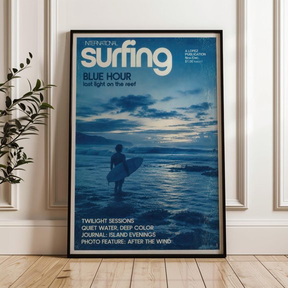 Surfer At Twilight Magazine Cover Ocean Poster