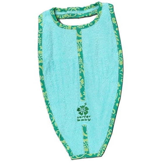 Surfer Baby Large Surfboard Shaped 100% Cotton Terry Baby Bib (Green)