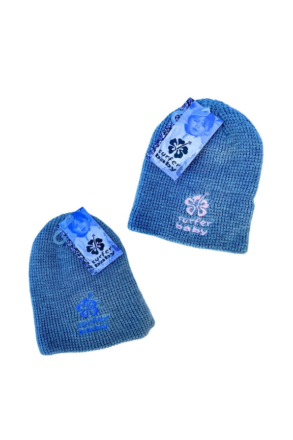 Logo Grey Knit Beanie Hat Skullcap for Infants (Blue)