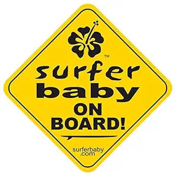 Surfer Baby on Board Car Safety Window Sticker Sign (Yellow)