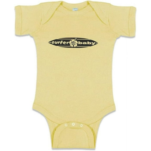 Surfer Baby one Piece Bodysuit (12 mos, Yellow)