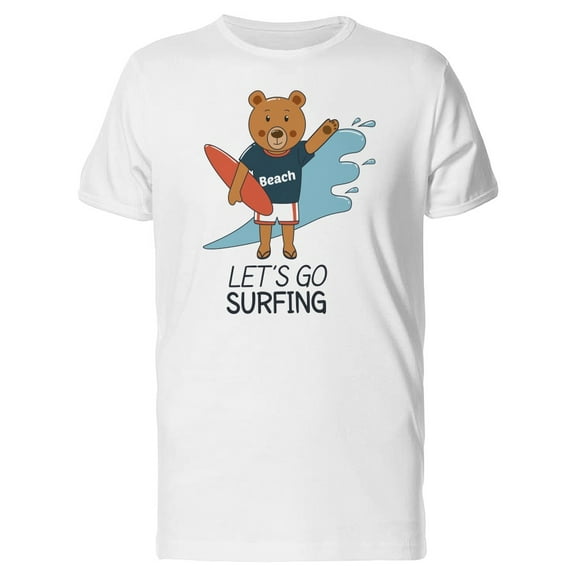 Surfer Bear Waving His Hand T-Shirt Men -Image by Shutterstock, Male Small