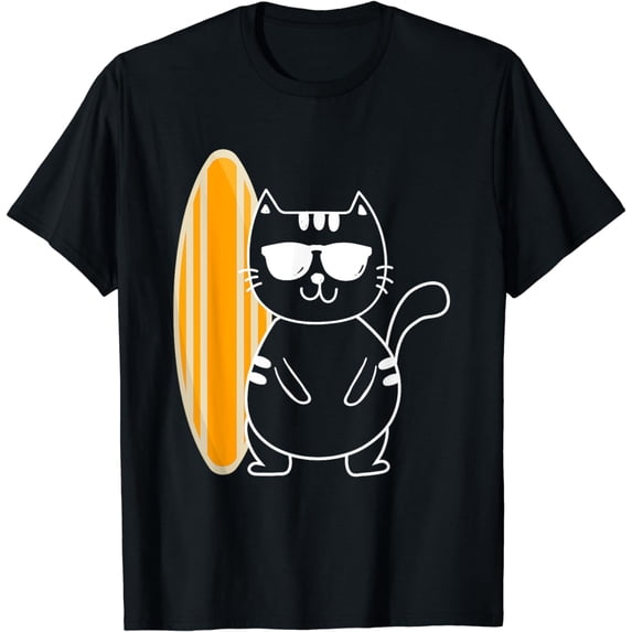 Surfer Cat - Surfing Surfboard Beach Ocean Waves Surfer T-Shirt