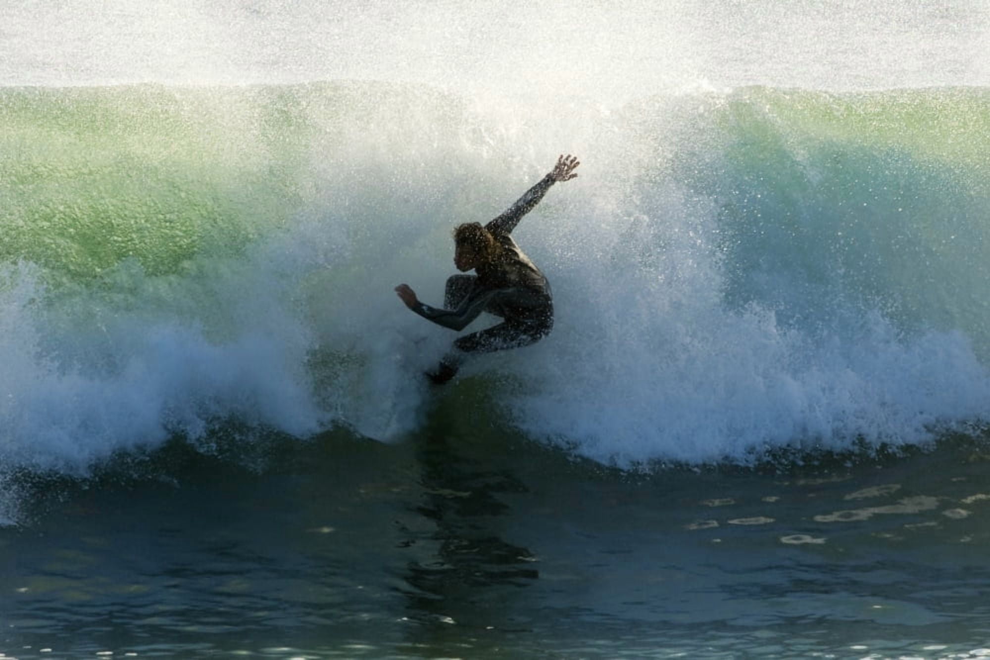 Surfer Catching A Wave Canvas Art - Ben Welsh Design Pics (17 x 11)