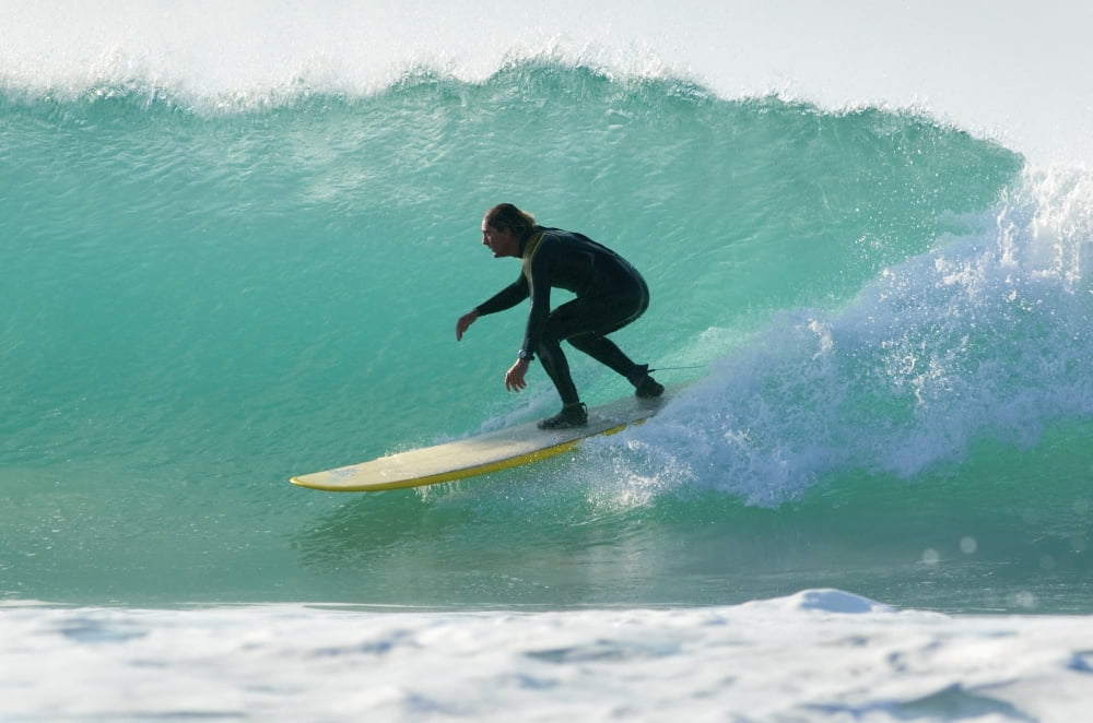 Surfer Catching A Wave Canvas Art - Ben Welsh Design Pics (38 x 24)