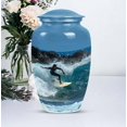 thumbnail image 1 of Surfer Cremation Urn for Human Ashes - Artistic Large Aluminum Urn for Adult Male or Female, Ocean Memorial Keepsake, Surfing Urn for Ashes, 1 of 2