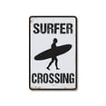 thumbnail image 1 of Surfer Crossing 8 Inch x 12 Inch Novelty Plastic Sign Watch For Boards Durable Weatherproof UV Protected Perfect for Beach Houses Garages Driveways Fun Gift for Surfers Beach Bums, 1 of 6