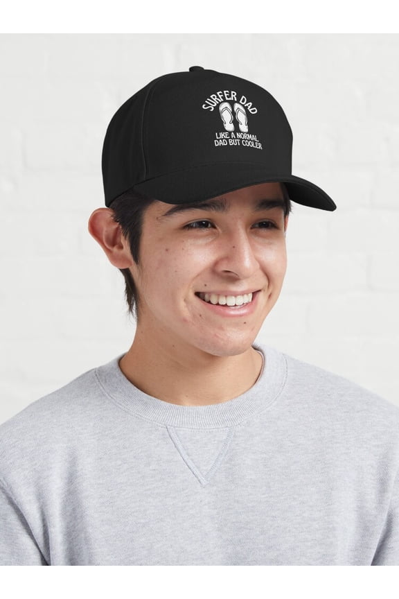 Surfer Dad Cooler White Baseball Hat, Father Beach Lifestyle Graphic Design, Classic Cap