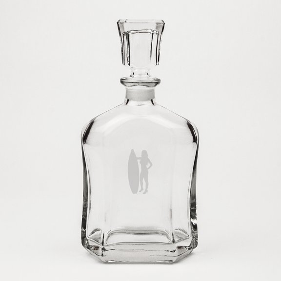 Surfer Deep Etched Crystal Whiskey Decanter
