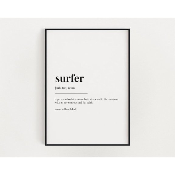 Surfer Definition Print, Wall Art, Definition Print, Home Décor, Surfer Home Decor #3382, Unframed Poster Size 8x12