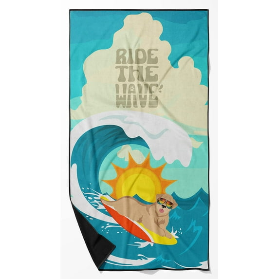 Surfer Dog Red Wheaten Terrier Premium Beach Towel 30 in x 60 in