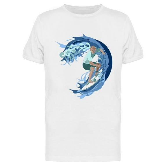 Surfer Fighting With Wave T-Shirt Men -Image by Shutterstock, Male 3X-Large