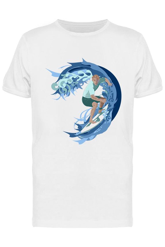 Surfer Fighting With Wave T-Shirt Men -Image by Shutterstock, Male XX-Large