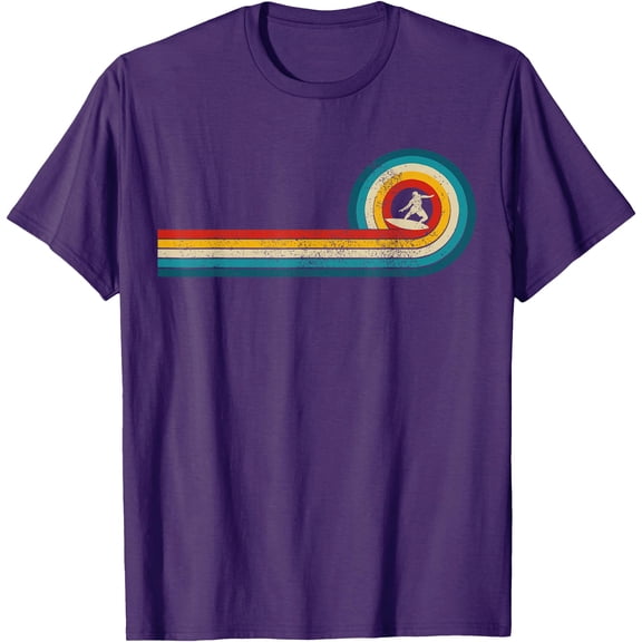 Surfer Gift Vintage Wave Retro Surfing Surf Beach Unisex T-Shirt for Men Women,Purple Color,Size L