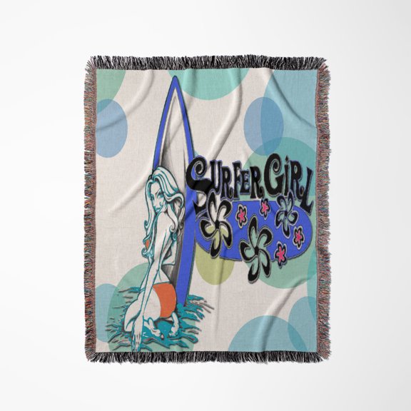 Surfer Girl For That Surfer Dude A Great Gift For Board Riders, Woven Blanket