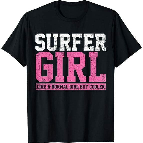 Surfer Girl Surfing Gift T-Shirt Black X-Large