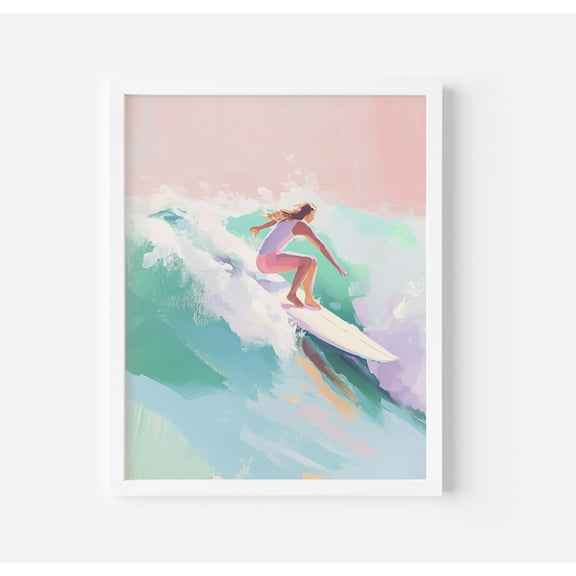 Surfer Girl : Trendy Coastal Wall Art Poster Decor For Living Room Bedroom Warm Present Vintage UNFRAMED Poster Size 12x18