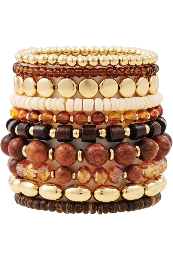 Surfer Heishi Clay Bead Bracelets for Women Bohemian Stackable Gold Beaded Stretch Bracelets Elastic Layering Friendship Bracelets Set Boho Jewelry