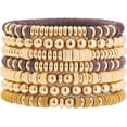 thumbnail image 1 of Surfer Heishi Clay Bead Bracelets for Women Bohemian Stackable Gold Beaded Stretch Bracelets Elastic Layering Friendship Bracelets Set Boho Jewelry, 1 of 6