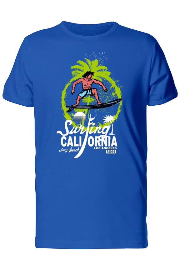 Surfer In A Palm Circle Frame T-Shirt Men -Image by Shutterstock, Male Large