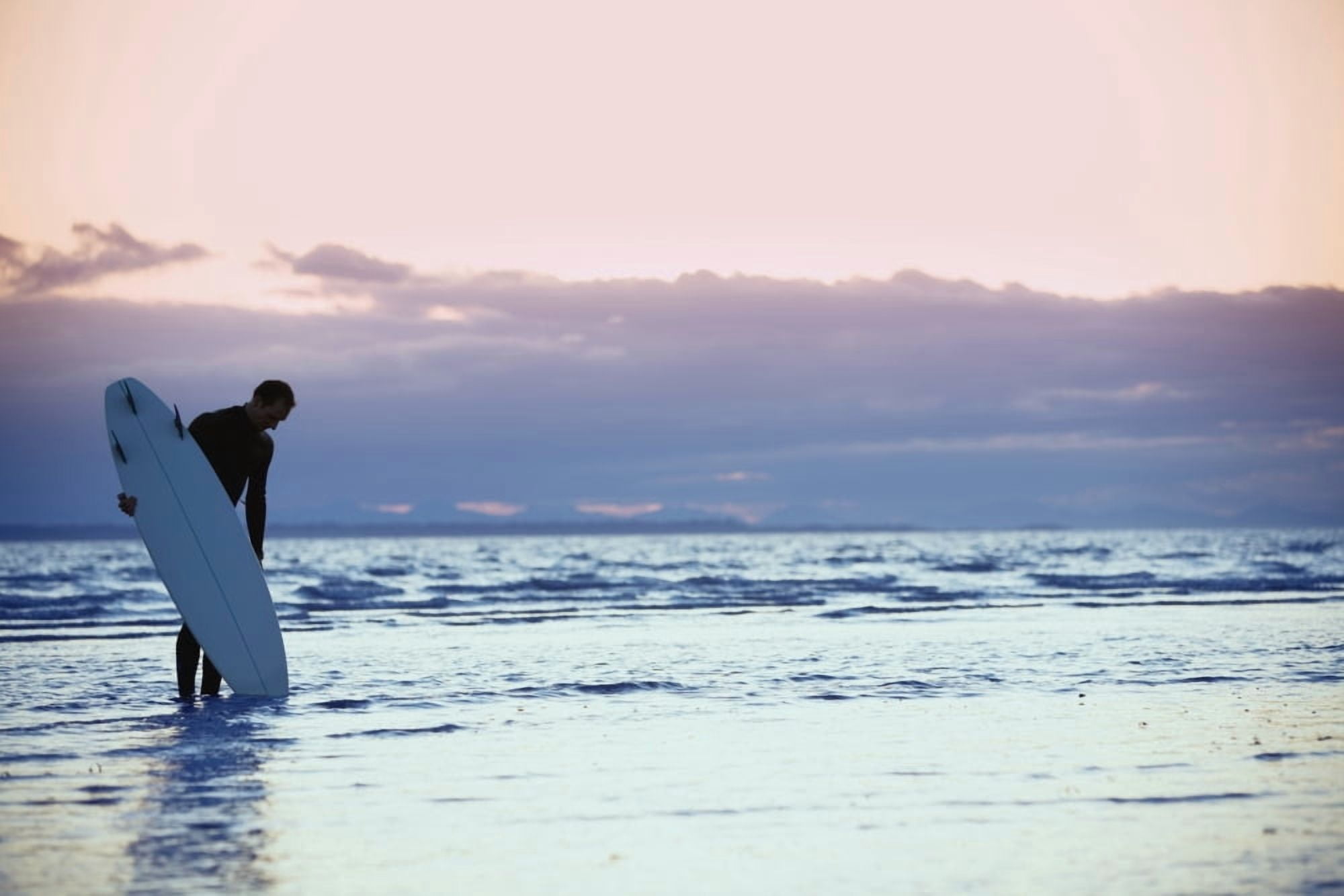 Surfer In The Shallow Water Canvas Art - Daniel Sicolo Design Pics (34 x 22)