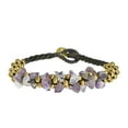 thumbnail image 1 of Surfer Inspired Purple Amethyst & Brass Beads Cluster with Bell Toggle Bracelet, 1 of 4