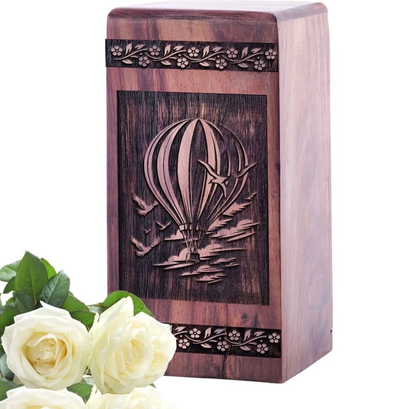 YATHABHISA Surfer Large Ashes Box, Handcrafted Wood Casket, Personalized Legacy Jar, 10inch, Black Wood Keepsake Urn