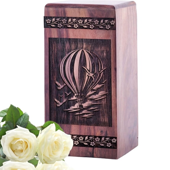 YATHABHISA Surfer Large Ashes Box, Handcrafted Wood Casket, Personalized Legacy Jar, 10inch, Black Wood Keepsake Urn