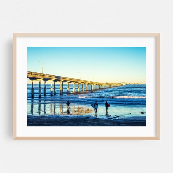 Surfer Life - Ocean Beach Style - San Diego California Photography Ocean Surf Beach Boardwalk Seascape Waves Coast Oak Framed Wall Art Print 5 x 7 inches