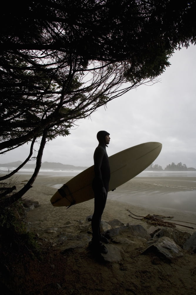 Surfer Looking Out To The Water Canvas Art - Deddeda Design Pics (22 x 34)