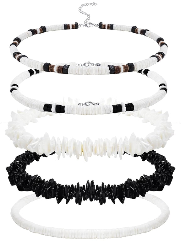 Surfer Necklace for Men Puka Shell Necklace Men Sea Shell Necklace Clam Chip Choker Hawaiian Beach Shell Bead Necklace Pookah Shells Choker Necklace Stylish 14.0 Inches {}