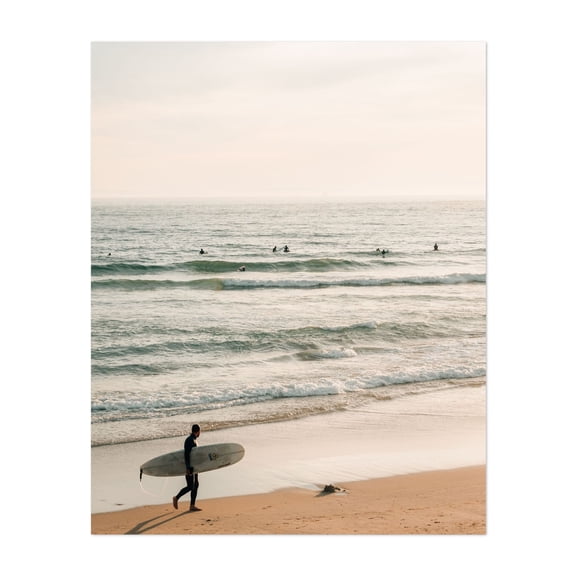 Surfer in Newport Beach 02 - Newport Beach California Photography Surf Beach Ocean Waves Surfboard Seaside Coastal Unframed Wall Art Print 6 x 8 inches