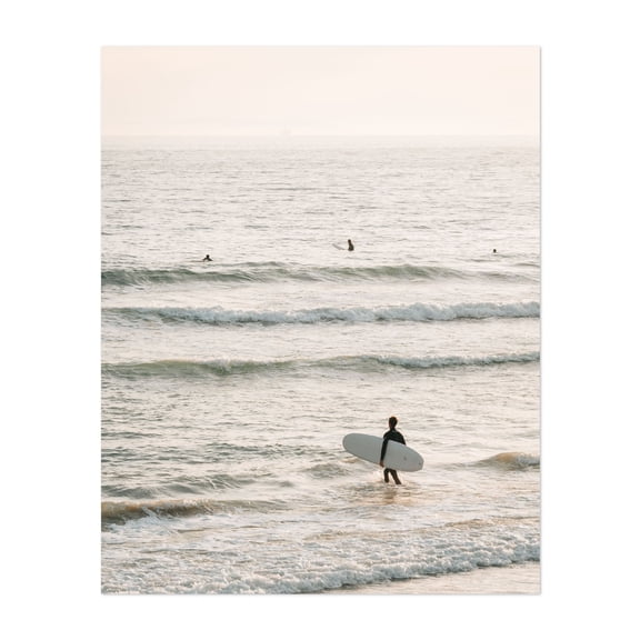 Surfer in Newport Beach 03 - Newport Beach California Photography Surf Ocean Beach Waves Coastal Surfboard Seascape Unframed Wall Art Print 6 x 8 inches