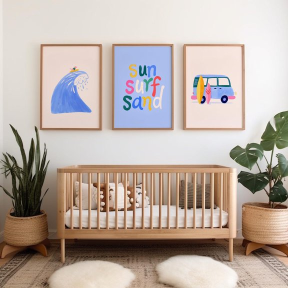 Surfer Nursery Art Prints Van Wave Quote Set 3 Unframed Paper Print 8x12