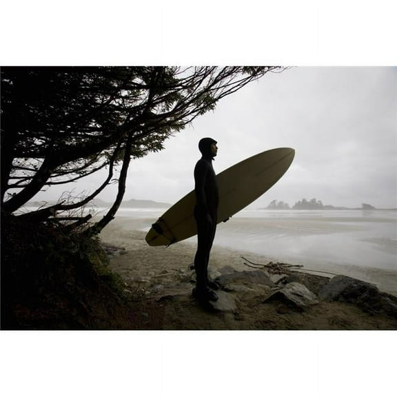 Surfer Observing Water from The Beach Poster Print by Deddeda, 34 x 22 - Large