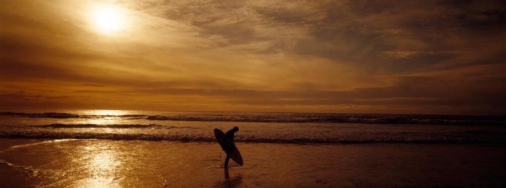 Surfer Ocean Beach Carmel CA Canvas Art - Panoramic Images (36 x 12)