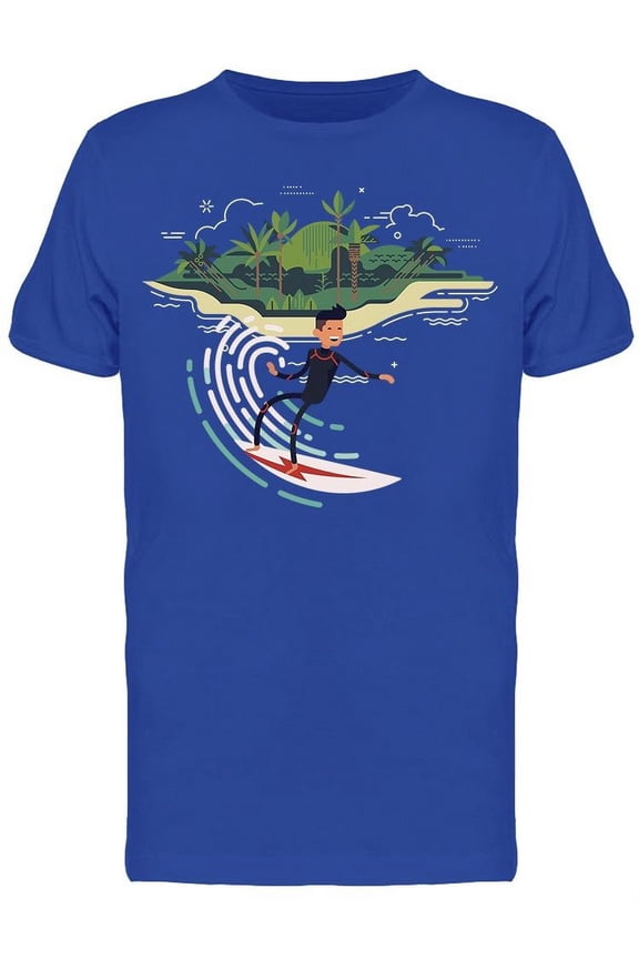 Surfer On Island Icon Clipart T-Shirt Men -Image by Shutterstock, Male Large