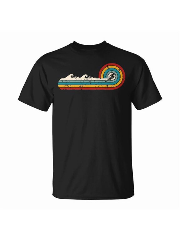 Surfer Ride Waves Graphic Tee for Adults Unisex Cotton Comfortable Casual Wear Perfect for Beach, Summer, and Retro Vintage Surfing Enthusiasts, Size S, Color Black