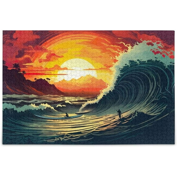 Surfer Riding Waves Jigsaw Puzzles 1000 PiecesPuzzles for Adults Family Game Intellective Toys Wall Art Work for Educational Gift Home Decor