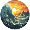thumbnail image 1 of Surfer Riding Waves Round Placemats Washable Placemats Non-Slip Heat-Resistant Table Place Mats for Dining Kitchen Holiday Party Table 15.4"-4PCS Home Decor, 1 of 7