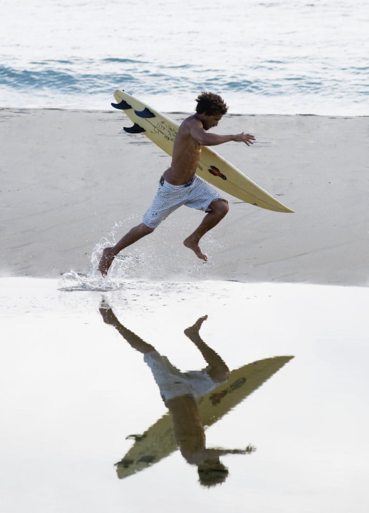 Surfer Running With Surfboard Canvas Art - Ben Welsh Design Pics (26 x 36)
