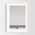 thumbnail image 1 of Surfer - Santa Monica California Photography Surf Beach Black and White Ocean Surfboard Minimalist Seascape White Framed Wall Art Print 5 x 7 inches, 1 of 3